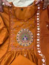Akshar Orange Mal Cotton Anarkali Wholesale Kurti With Bottom Dupatta In India